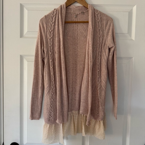 Anthropologie - Knitted & Knotted Cashmere Blend Light Pink Cardigan Sweater - Picture 2 of 12